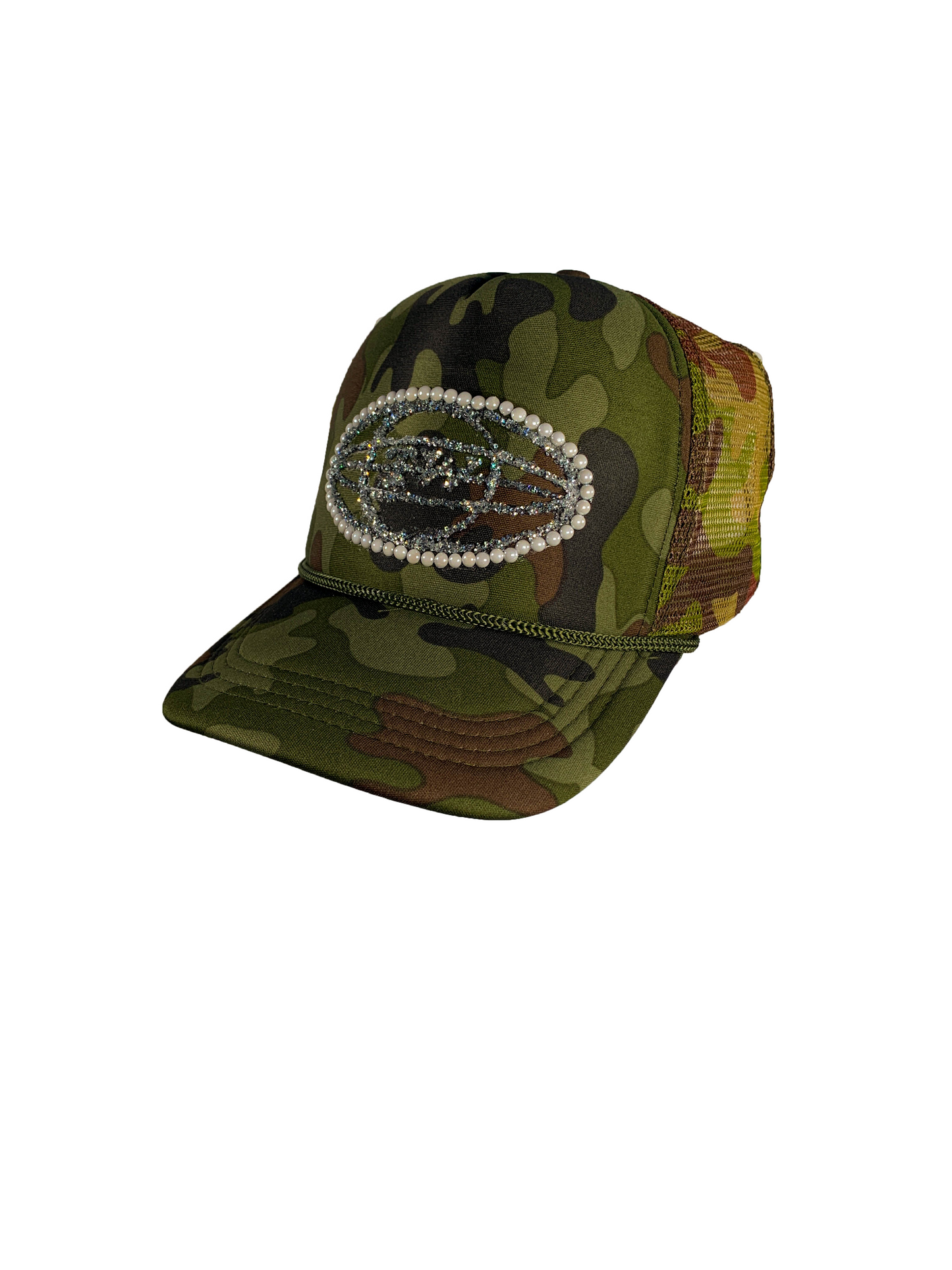 Diamond Dust Green Camo Trucker Hat