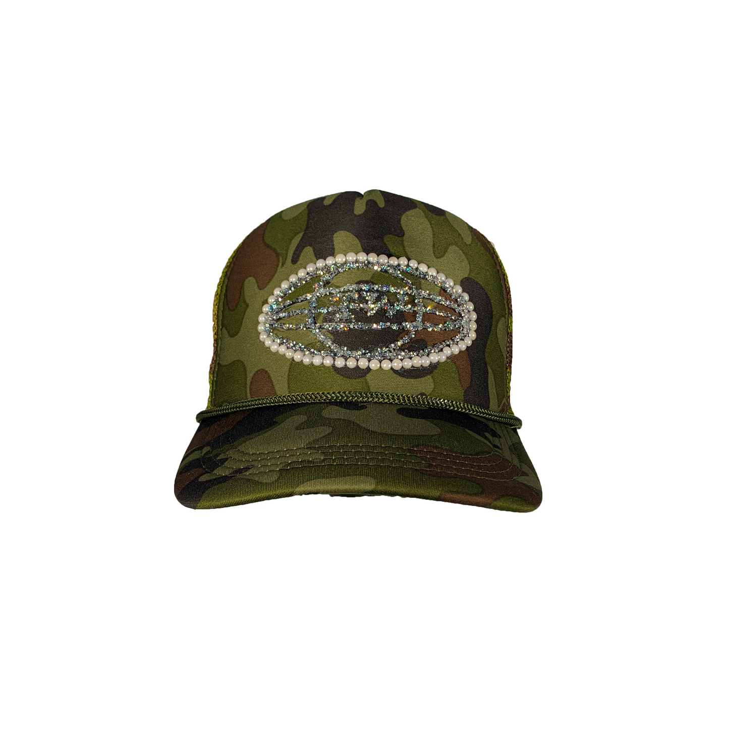 Diamond Dust Green Camo Trucker Hat